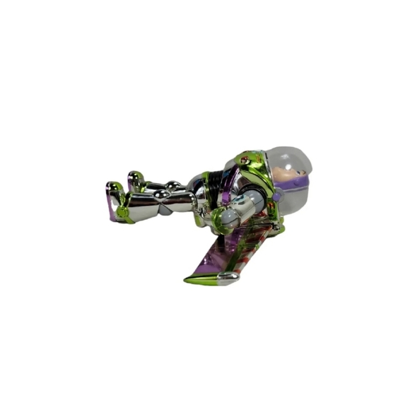 Disney Chrome Silver Intergalactic Buzz Lightyear Figure Missing One Wing Rare - Picture 3 of 6